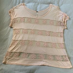 Free People shirt with mesh flower details